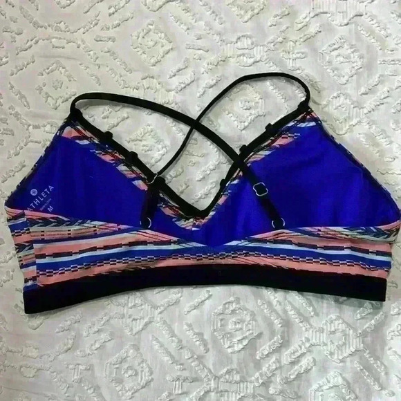 Athleta striped, adjustable bathing suit bikini top. Women’s size medium - Picture 4 of 12